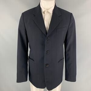 MARNI Size 40 Navy Wool Notch Lapel Sport Coat